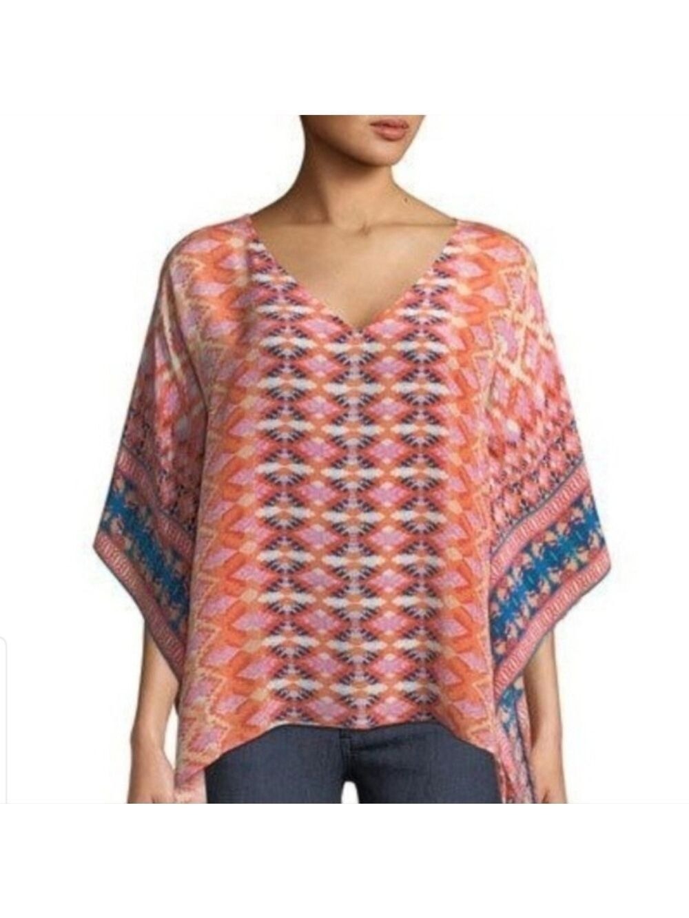 Tolani Collection Multicolor Patterned Top Womens Sz: XXS Bright Geometric Print